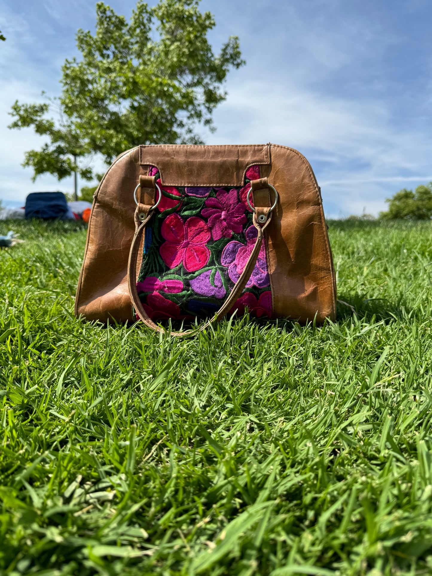 EMBROIDERED FLOWERS PURSE